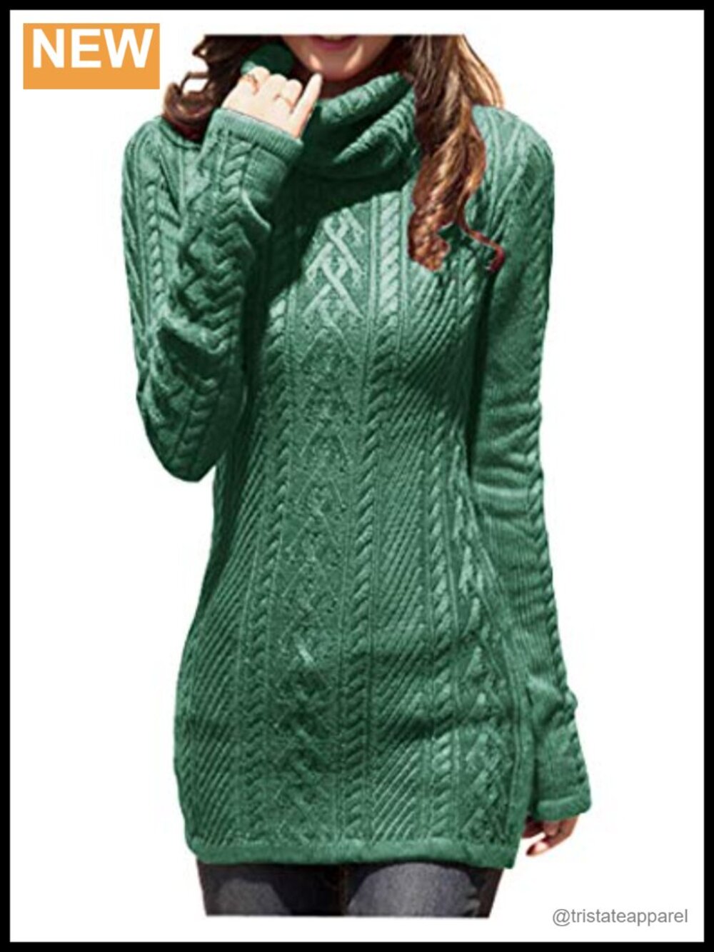 Slim Fitted Long Sleeve Cable Knit Sweater Dress Turtleneck Bodycon